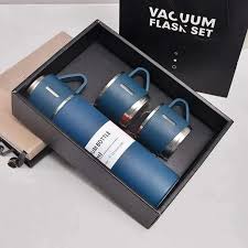 Vacuum Insulated Thermal Flask Set With 3 Cup Set 500ML Stainless Steel Vacuum Flask Gift Set