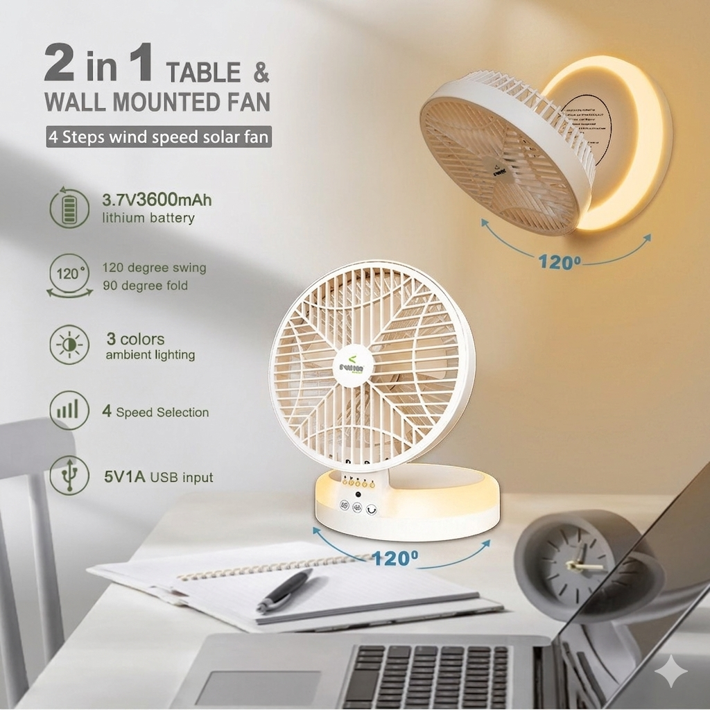 Smart 2-in-1 Folding Fan & LED Night Light, Remote